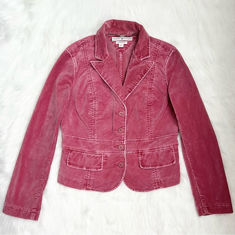 Tommy Hilfiger Vintage Y2K 2005 Pink Blazer Jacket with Button Up Front